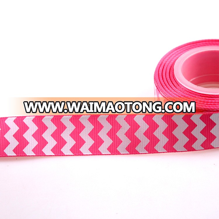 22mm circulatory and Custom printed grosgrain ribbon with zig zag pattern